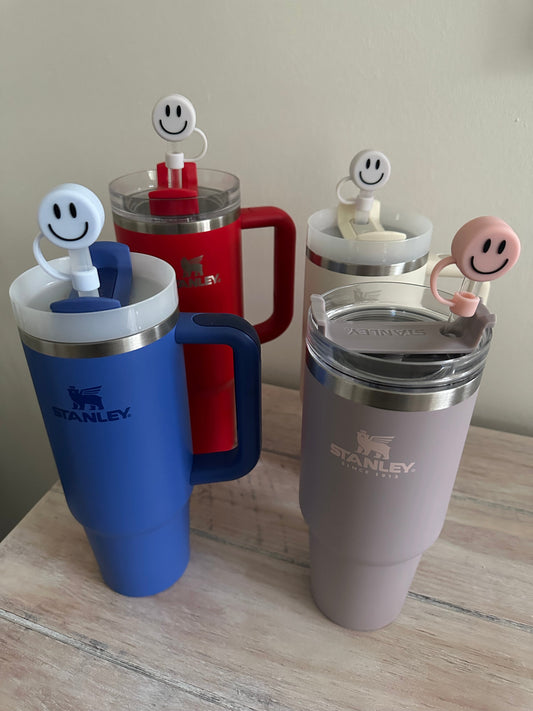 Smiley face Straw Toppers