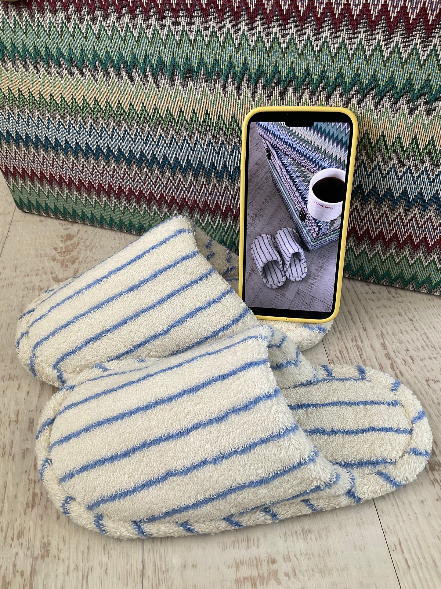 Stripe Towelling Slippers