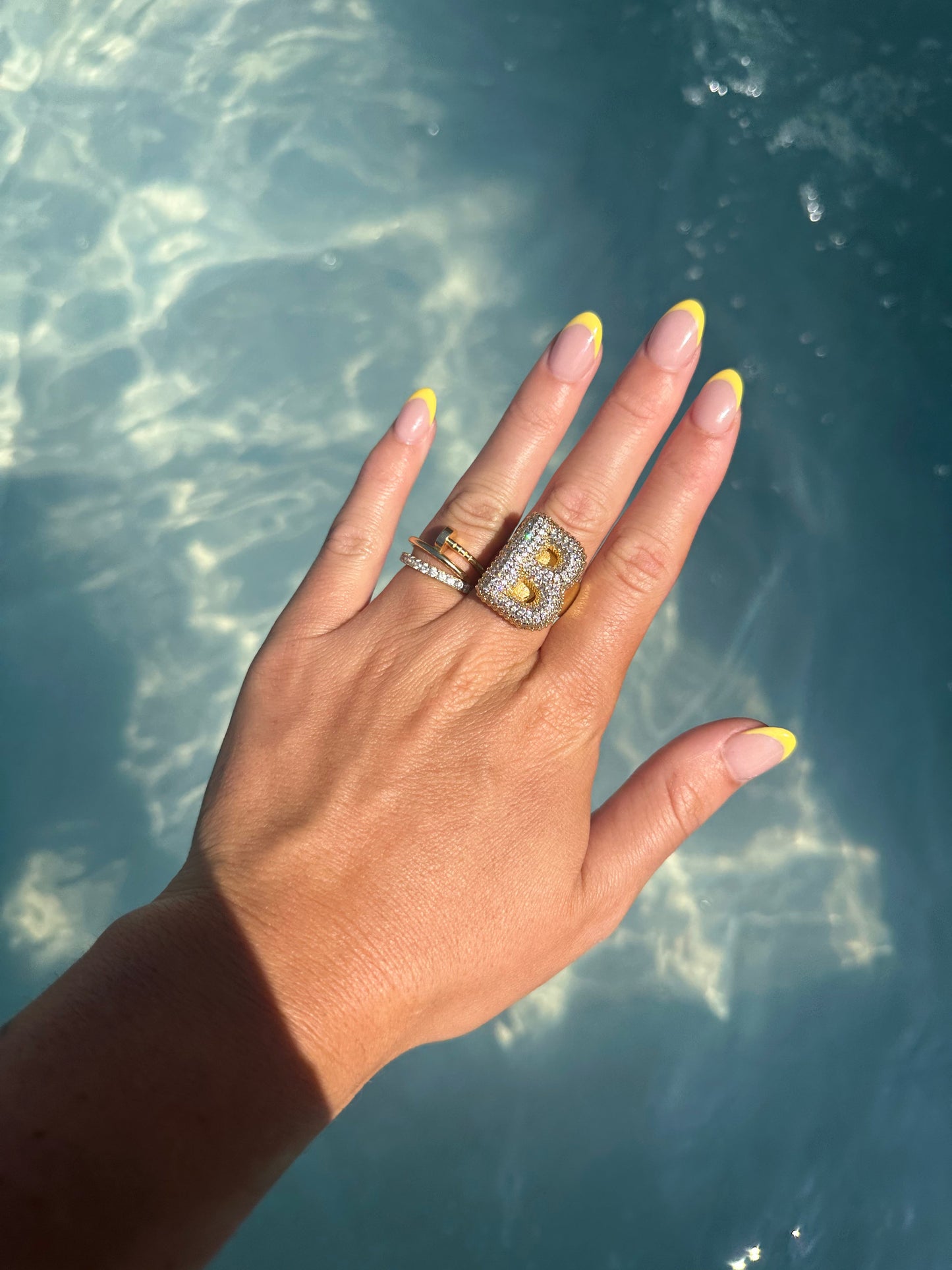 Iced Jumbo Letter Ring