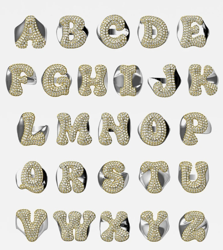 Iced Jumbo Letter Ring