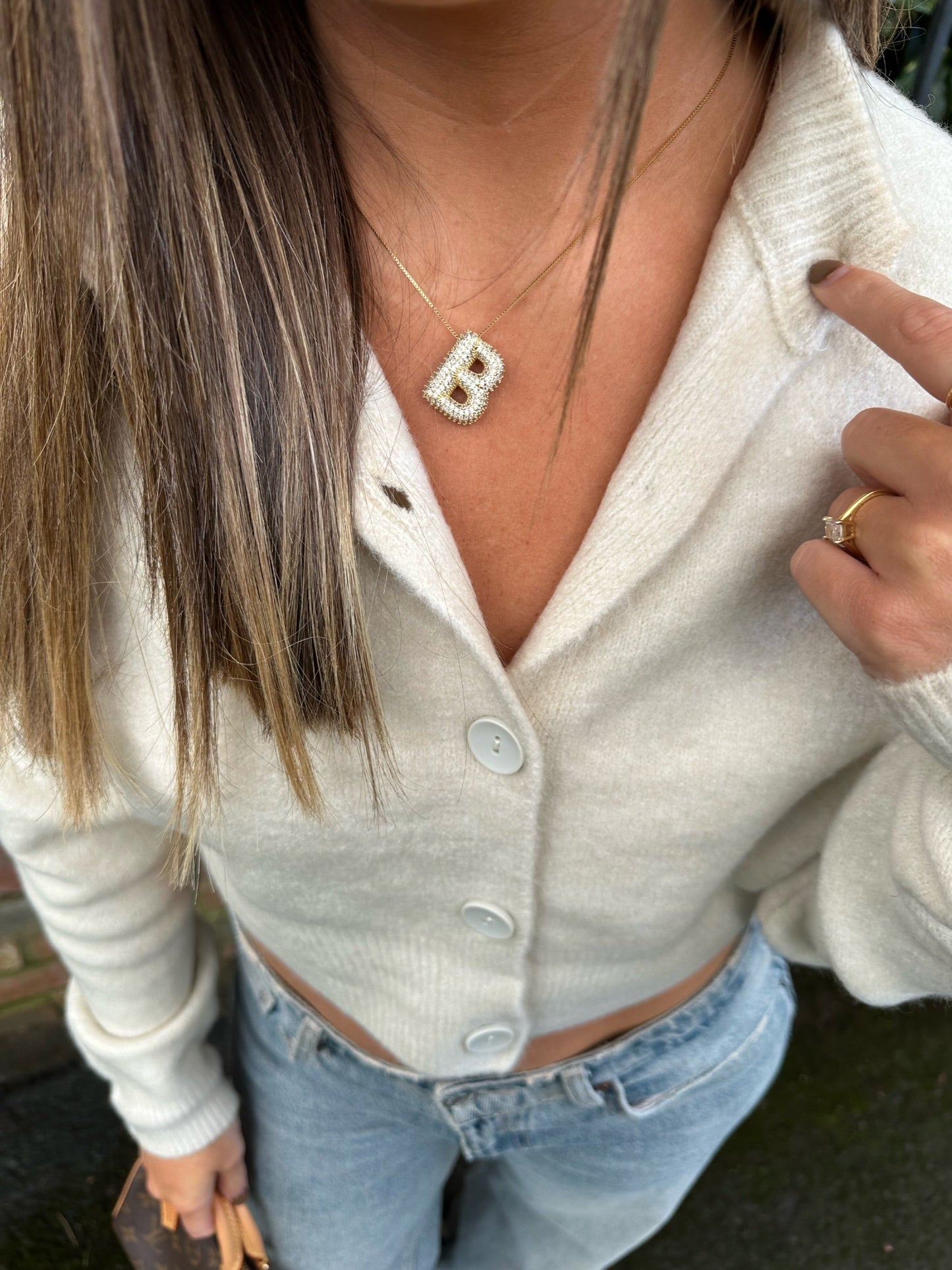 Crystal Bubble Letter Necklace