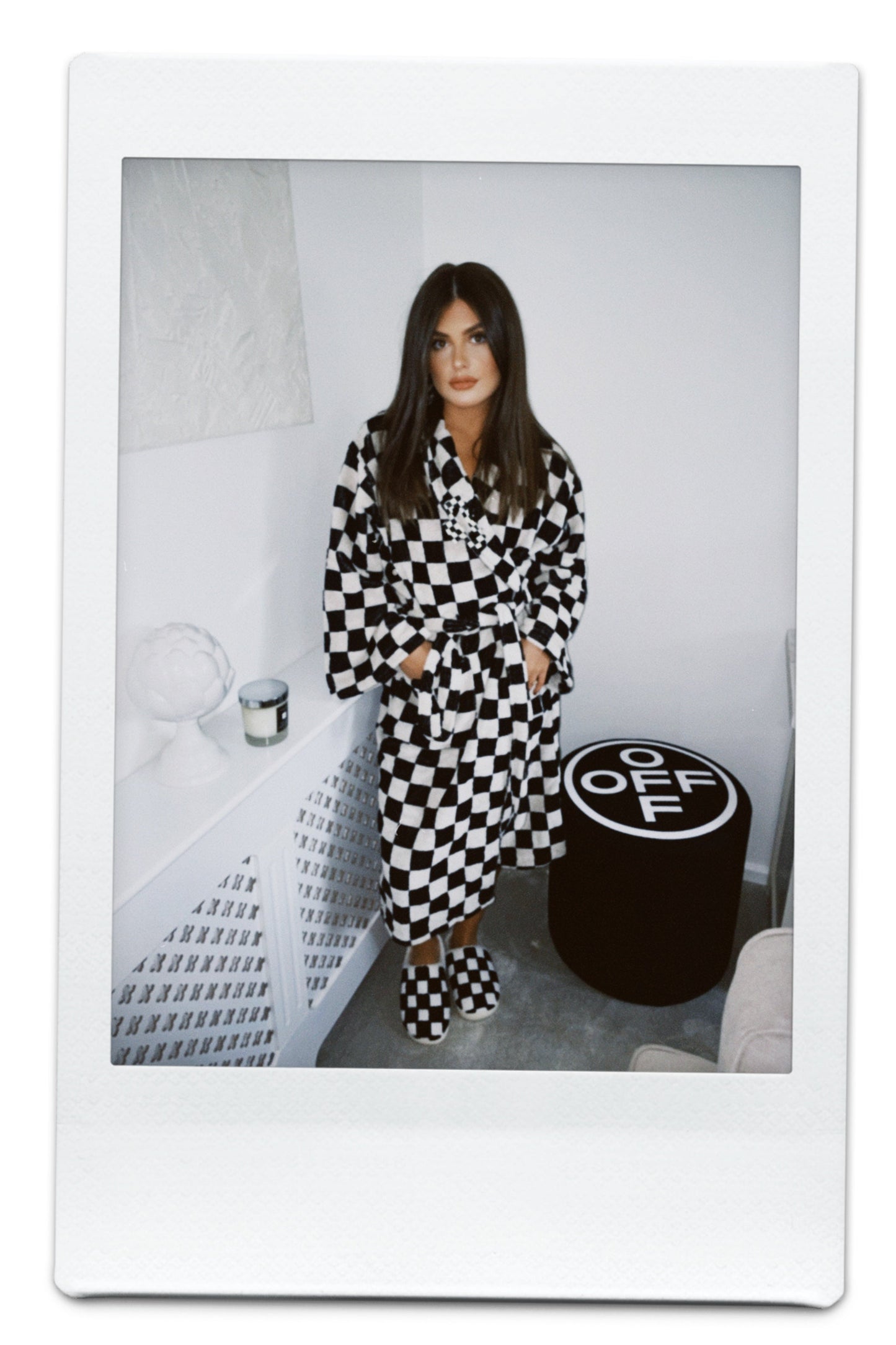 Checkered Towelling Dressing Gown